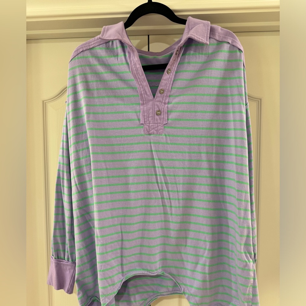 Striped Purple and Green Rugby style Shirt